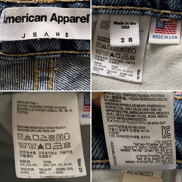 American APPAREL High Waisted Denim Jean Shorts Cuff Blue 28 - Picture 4 of 4